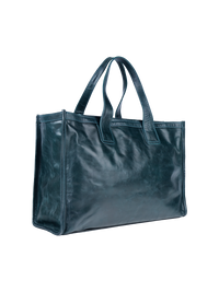 Victoria leather bag in pine green - ghost quarter front view