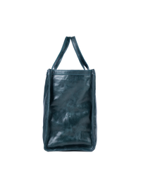 VIctoria leather bag in pine green - ghost side view