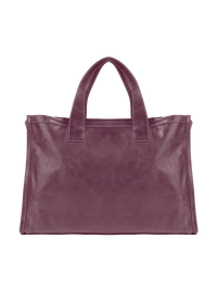VIctoria leather tote bag in wine - ghost front view