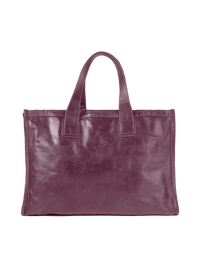 VIctoria leather tote bag in wine - ghost front view