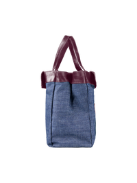 VIctoria leather tote bag in wine color, reversible inner side - ghost side view