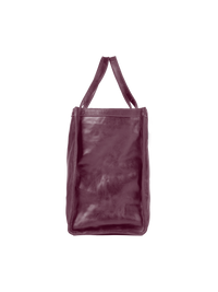 VIctoria leather tote bag in wine - ghost side view