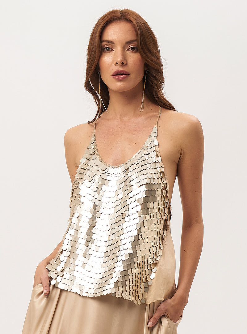 Dollar Beaded Racer Back Top - Lily Jean